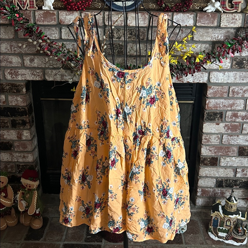 Torrid Women’s Orange Babydoll Floral Thank Knot Blouse Sz 2